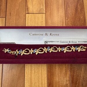 Camrose & Kross Jacqueline Bouvier Kennedy Gold and Blue Bracelet with Crystals